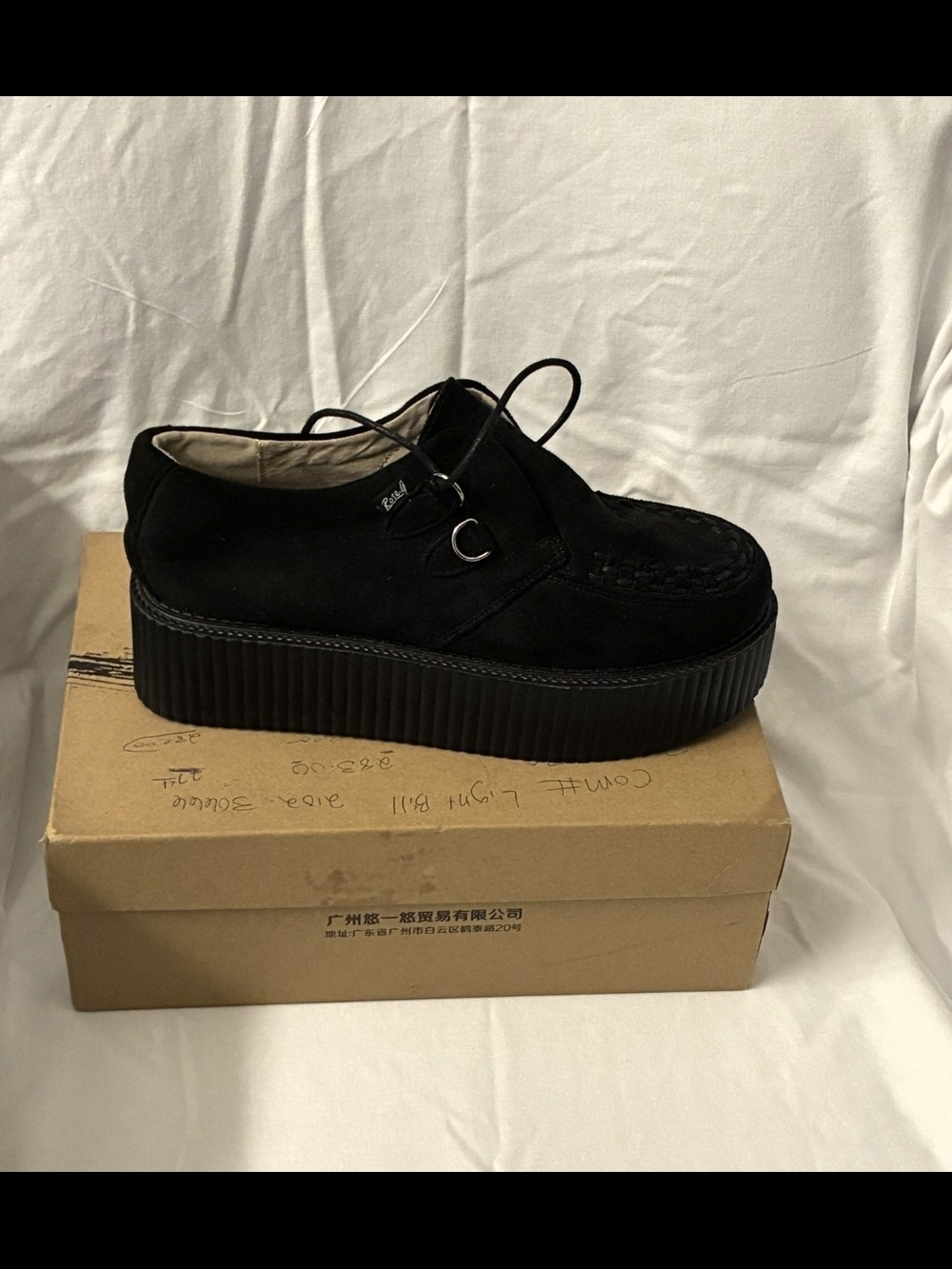 Black Platform Creeper Shoes - Women Rose G
